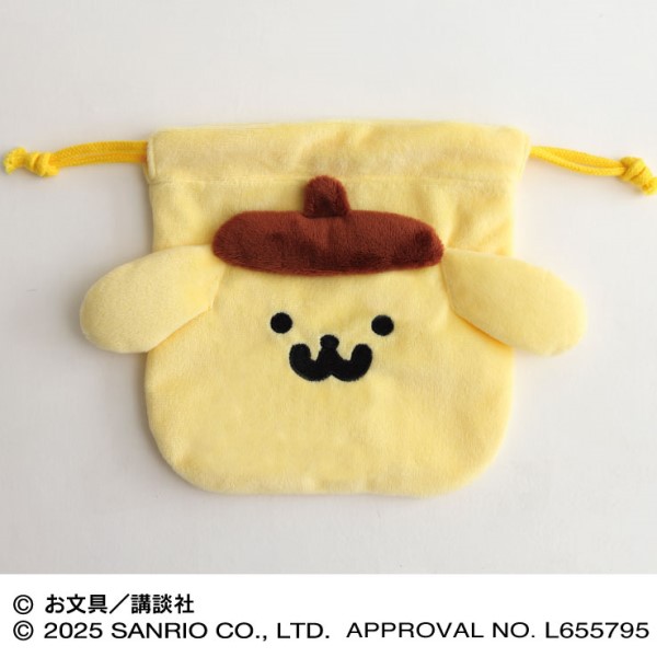 【予約商品】ポムポムプリン×お文具といっしょ もふもふフェイス巾着 /(1)ポムポムプリン ※2025年11月