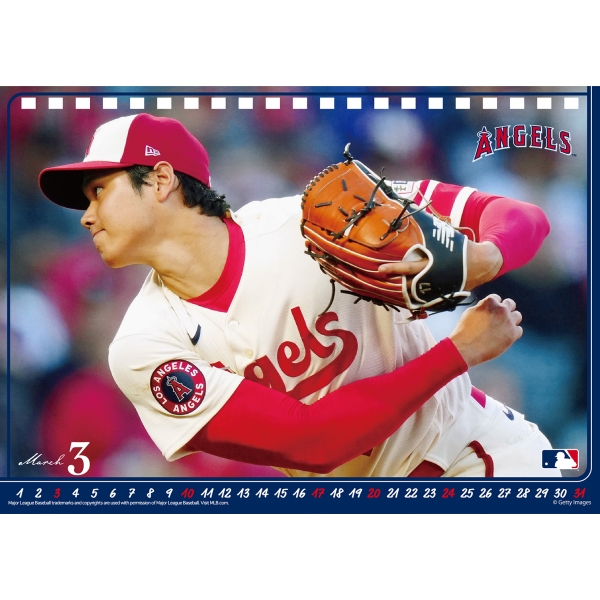 17x4/16x4-大谷翔平 2024年カレンダー A4額装つき ドジャースプロ野球
