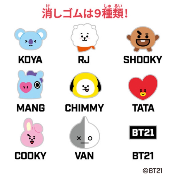 BT21 つめつめ消しゴム【1BOX ボトル36個】 ｜ エンスカイショップ